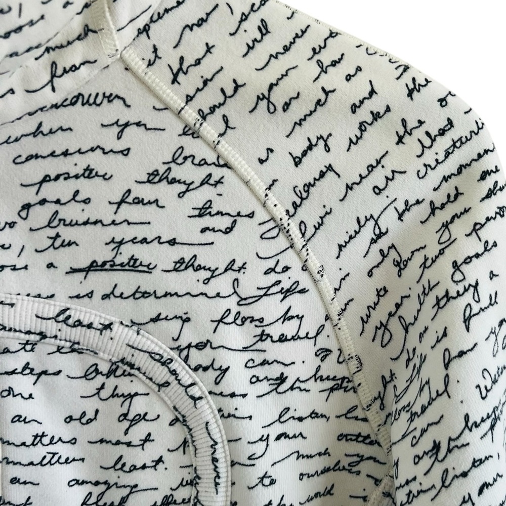 Lululemon Scuba Hoodie II White & Black Manifesto Script Full Zip Jacket - Picture 3 of 9